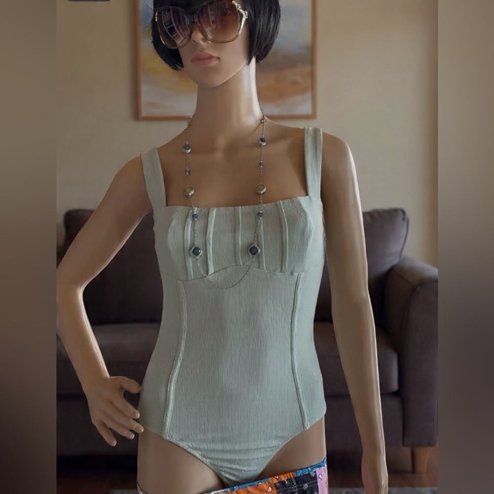 NWT HelloMolly Body Suit Snap Closure Stretchy Ribbed Jersey Fabric Lined Bust